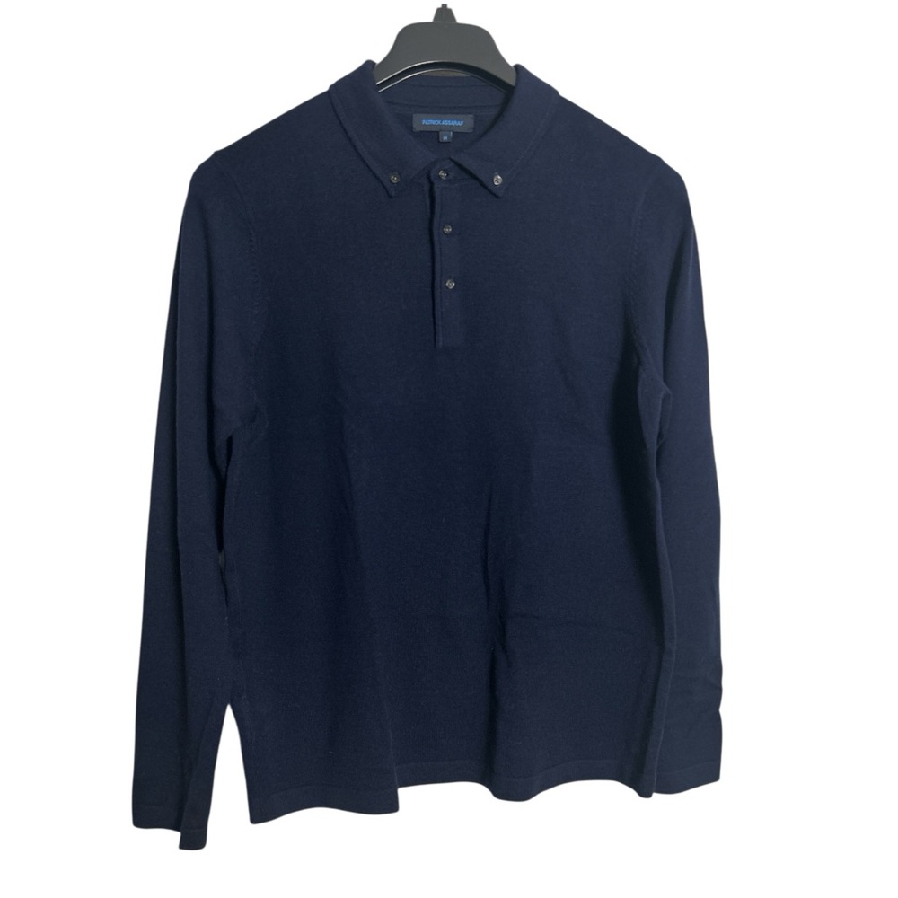 Patrick Assaraf Super Fine Merino Polo Sweater Nightscape Size M